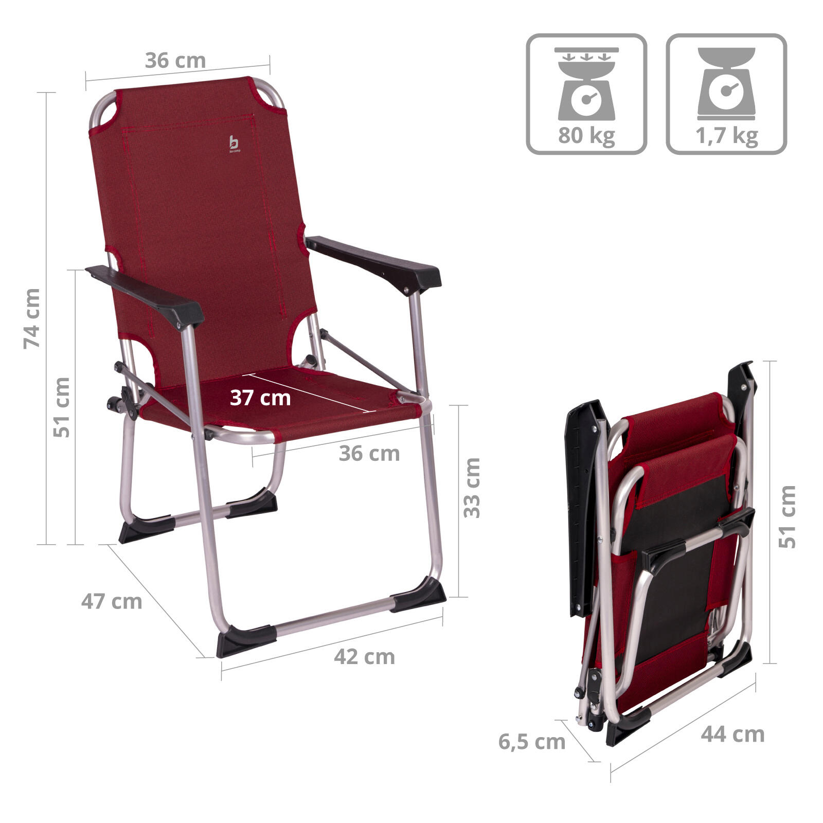 Chaise enfant - Copa Rio - Aluminium - Rubis 2/7