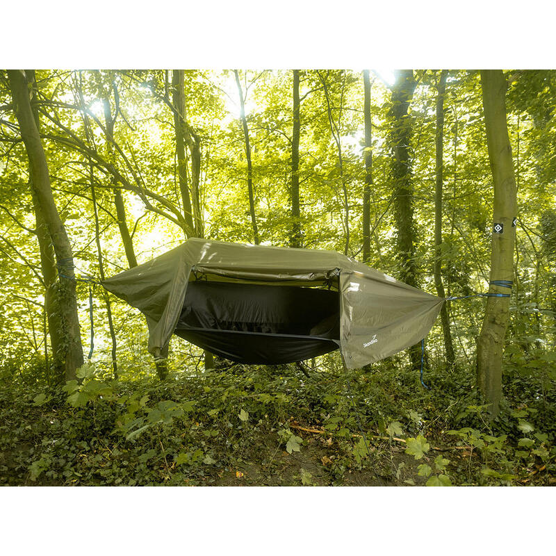Hamak bushcraft turystyczny surivivalowy z moskitierą i tropikiem Rian 270×140cm