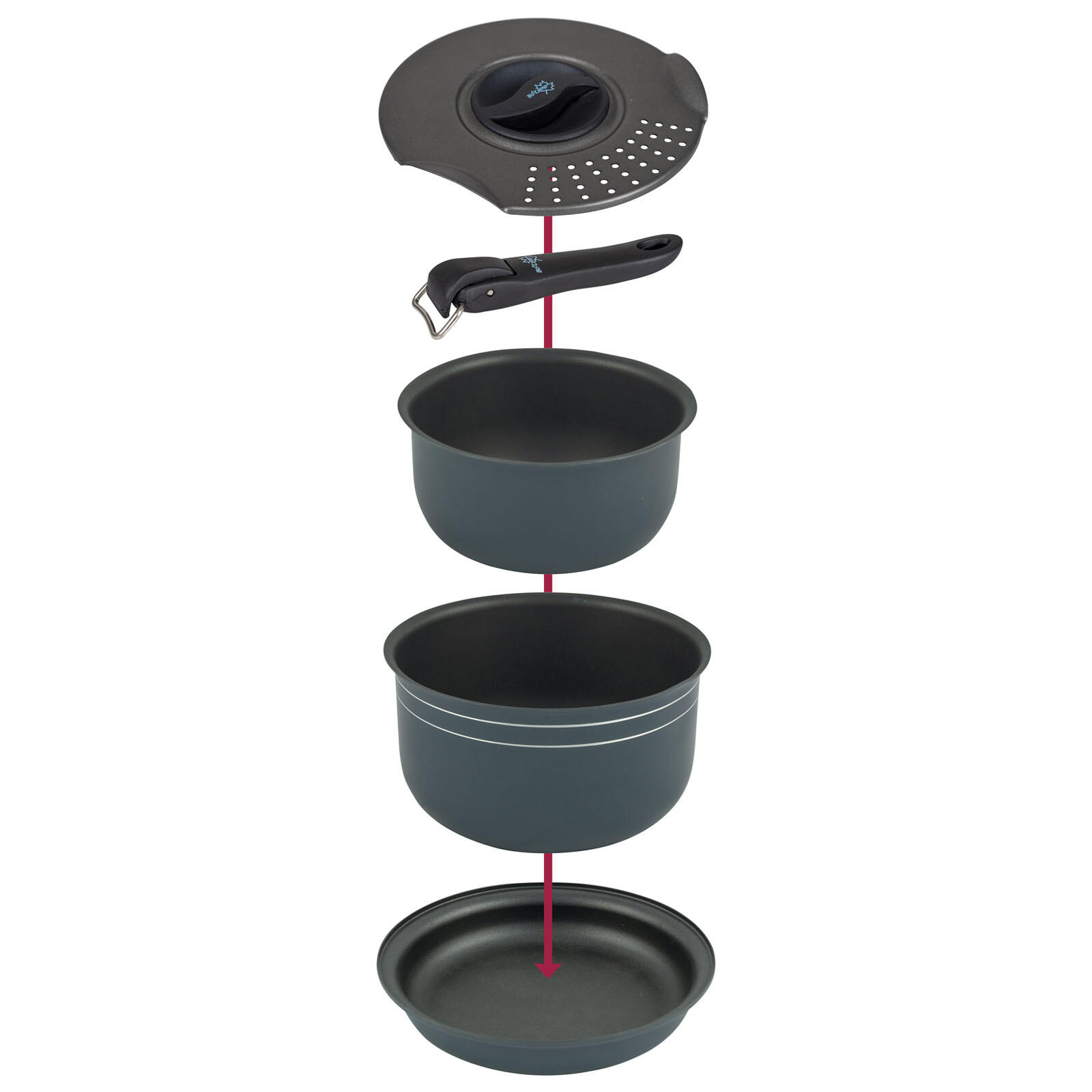Kochset Trekking Aluminium Camping Kochgeschirr Aluf Pfanne 5-teilig 4/7