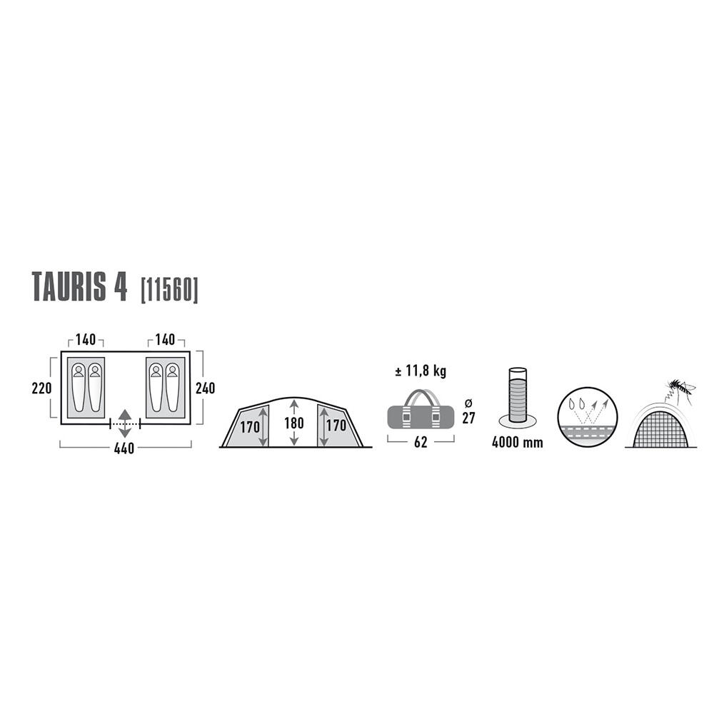 Tenda a tunnel Tauris 4 persone da Campeggio di gruppo familiare vestibolo 7/8