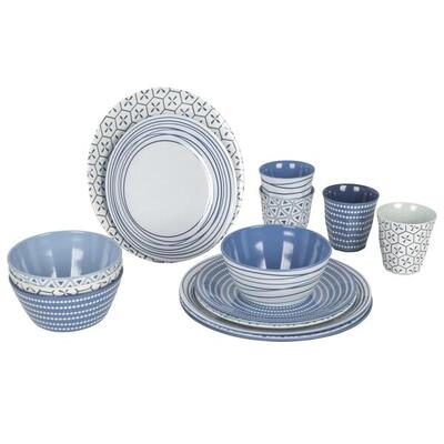 Melamine campingservies mix&match borden mokken 16 stuks