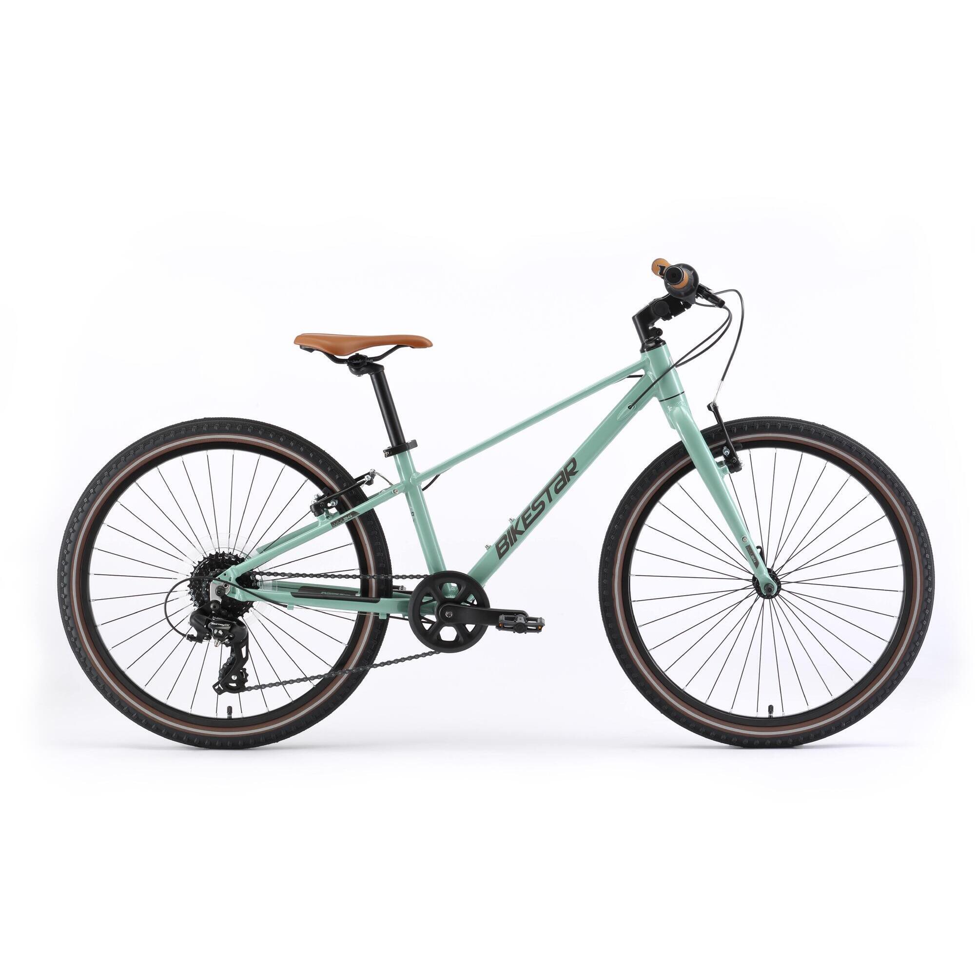Bikestar - Vélo De Ville 24" Pour Enfants 9 Ans, Vtc En Aluminium Léger 9 Kg, 8 Vitesses - Vélo Enfant - Vert - Taille Unique - Decathlon