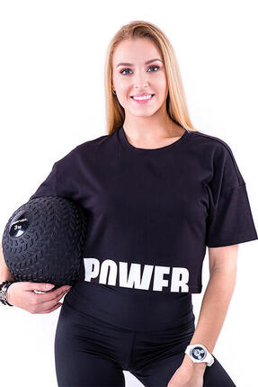 Koszulka treningowa na fitness damska 2skin POWER BLACK