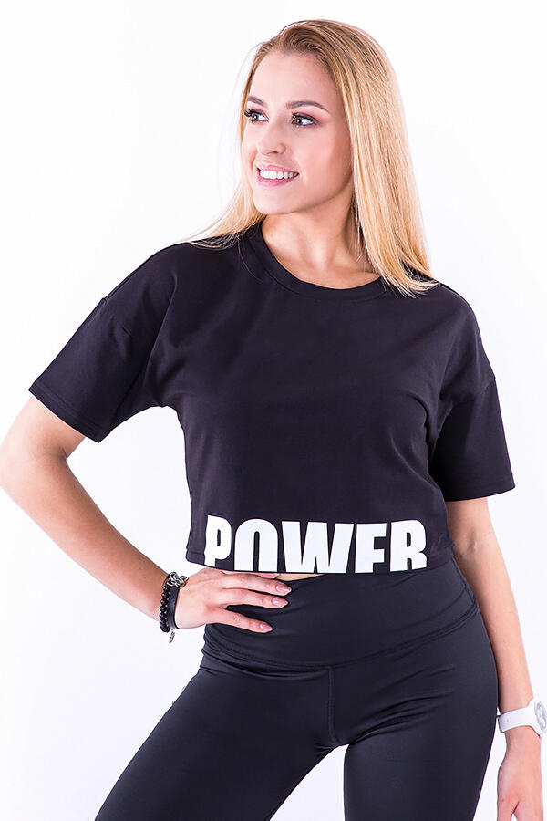 Koszulka treningowa na fitness damska 2skin POWER BLACK 4/5