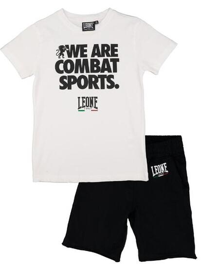 Set completo da bambino in cotone con t-shirt e pantaloncini Leone WACS