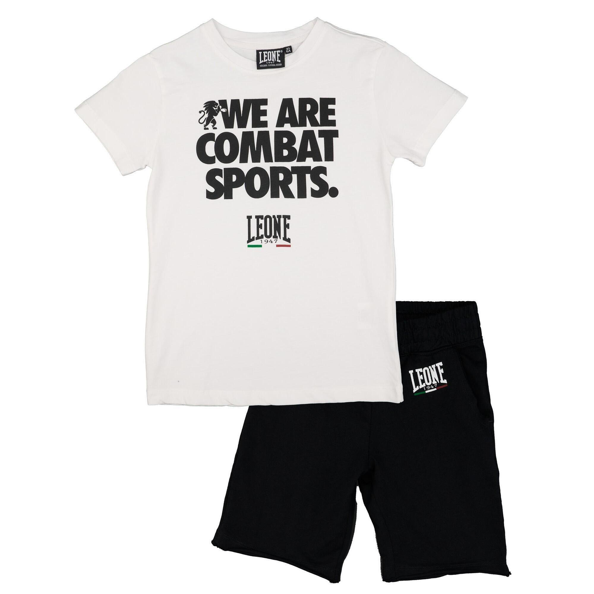 Leone 1947 Apparel - Ensemble Complet En Coton Pour Enfant Avec T-shirt Et Short Leone Wacs - Tenue De Football - Blanc|noir - 10 À 12 Ans - Decathlon