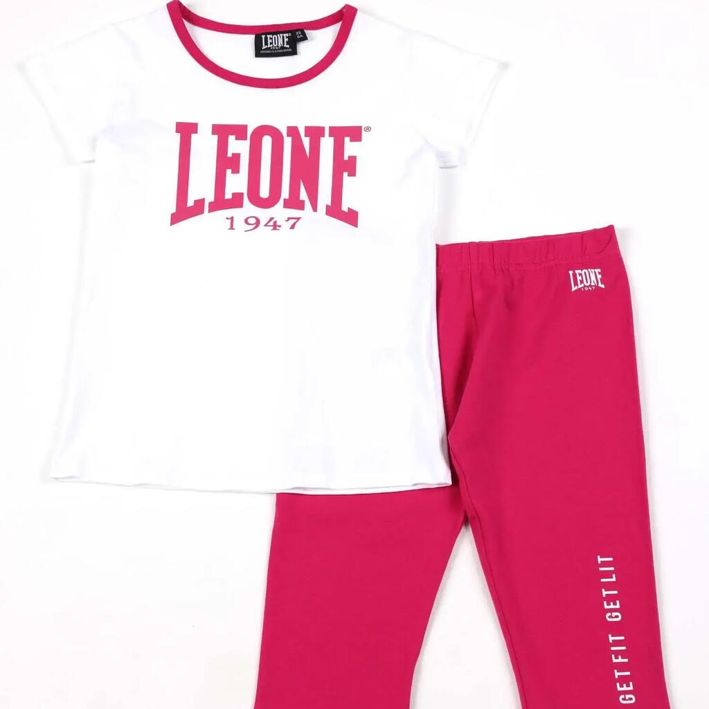 Complete set for girls with a multicolored Leone t-shirt and shorts.