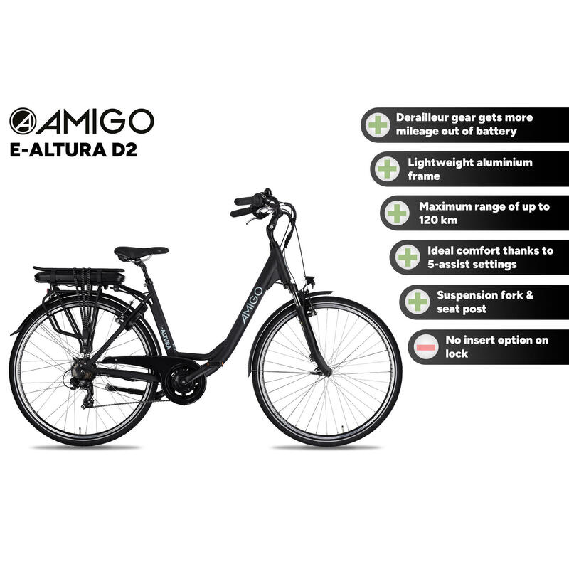 AMIGO Vélo de ville électrique E-Altura D2 28 Pouces 49 cm Femme 7SP V-Brake