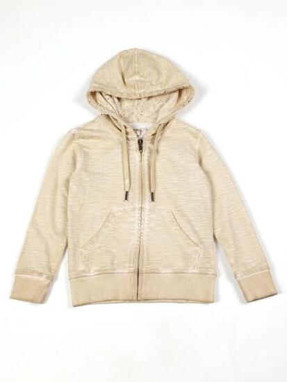 Sweat zippé en coton dentelle Leone pour fille