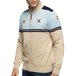 Pull col zippé flocon homme