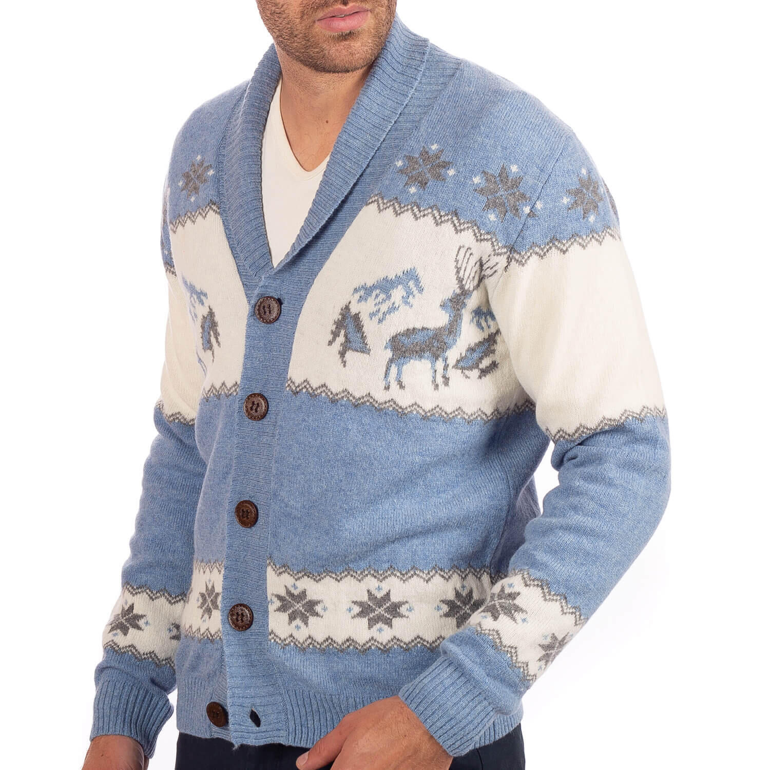 Cardigan montagne 100% laine homme 1/5