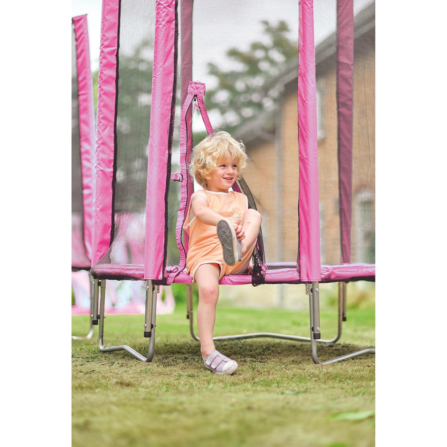 Trampoline Junior 140 Cm Avec Filet De Sécurité - Pour Enfants 3-6 Ans, Rose, Certifié CE
