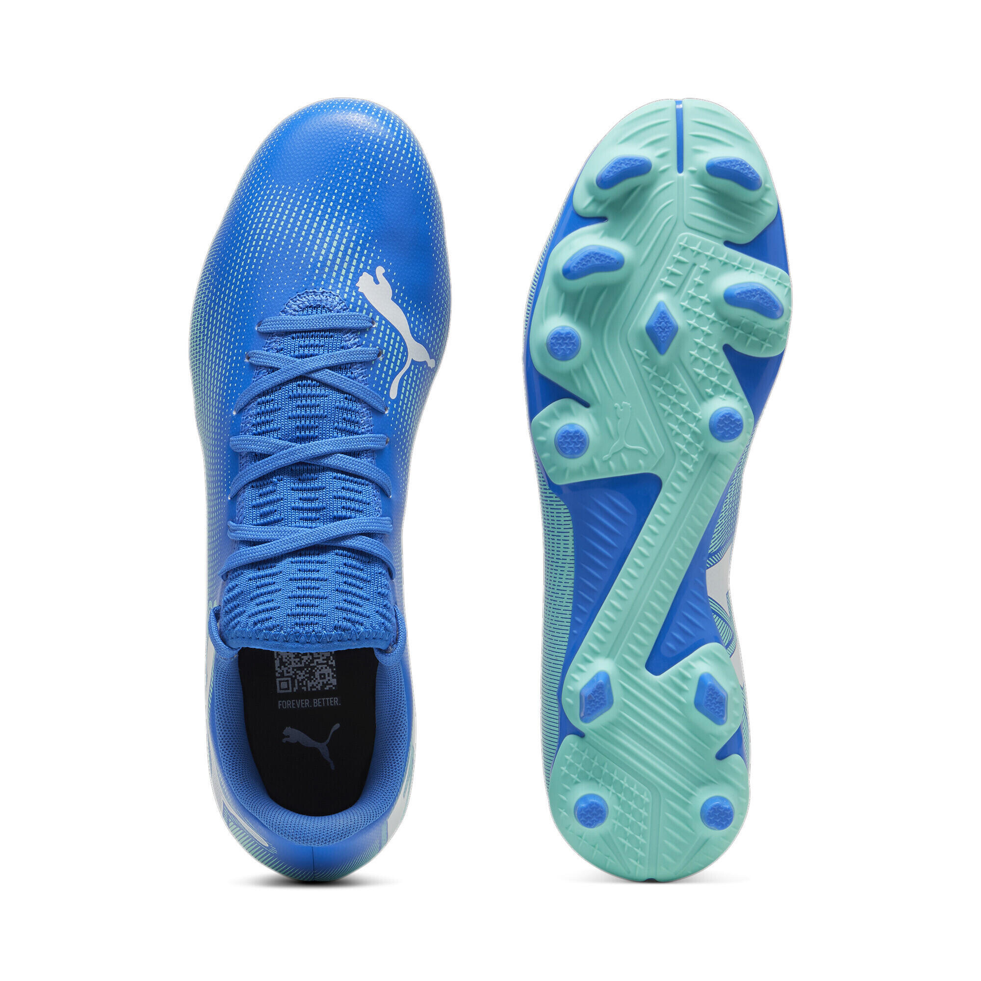 FUTURE 7 PLAY FG/AG voetbalschoenen PUMA Hyperlink Blue Mint White Green 6/7