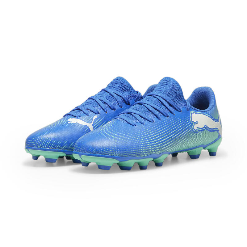 Ghete de fotbal FUTURE 7 PLAY FG/AG Tineret PUMA Hyperlink Blue Mint White Green