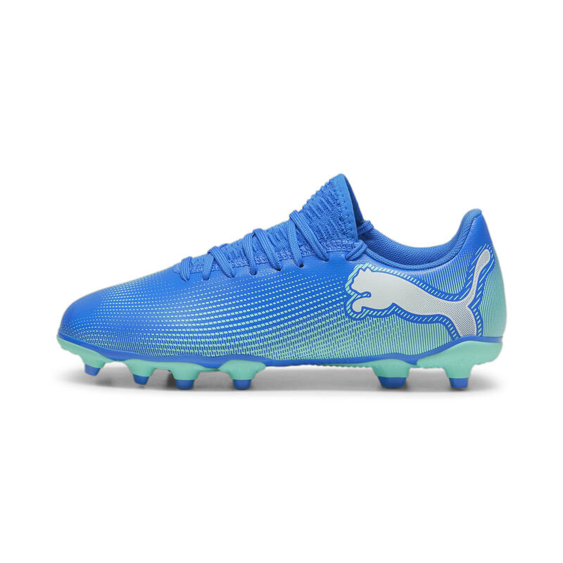 Ghete de fotbal FUTURE 7 PLAY FG/AG Tineret PUMA Hyperlink Blue Mint White Green