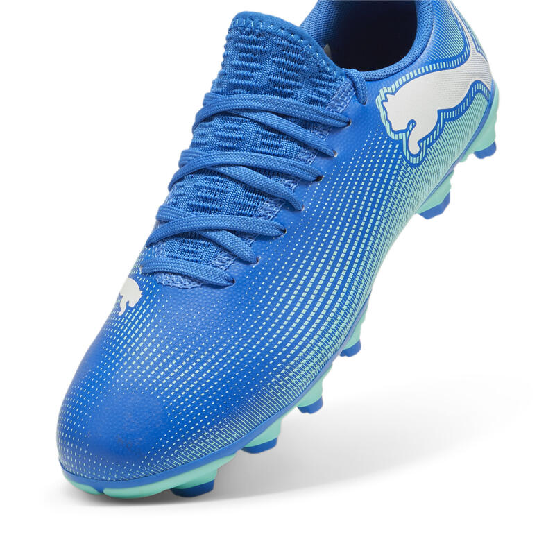 Botas de fútbol Niños FUTURE 7 PLAY FG/AG PUMA Hyperlink Blue Mint White Green