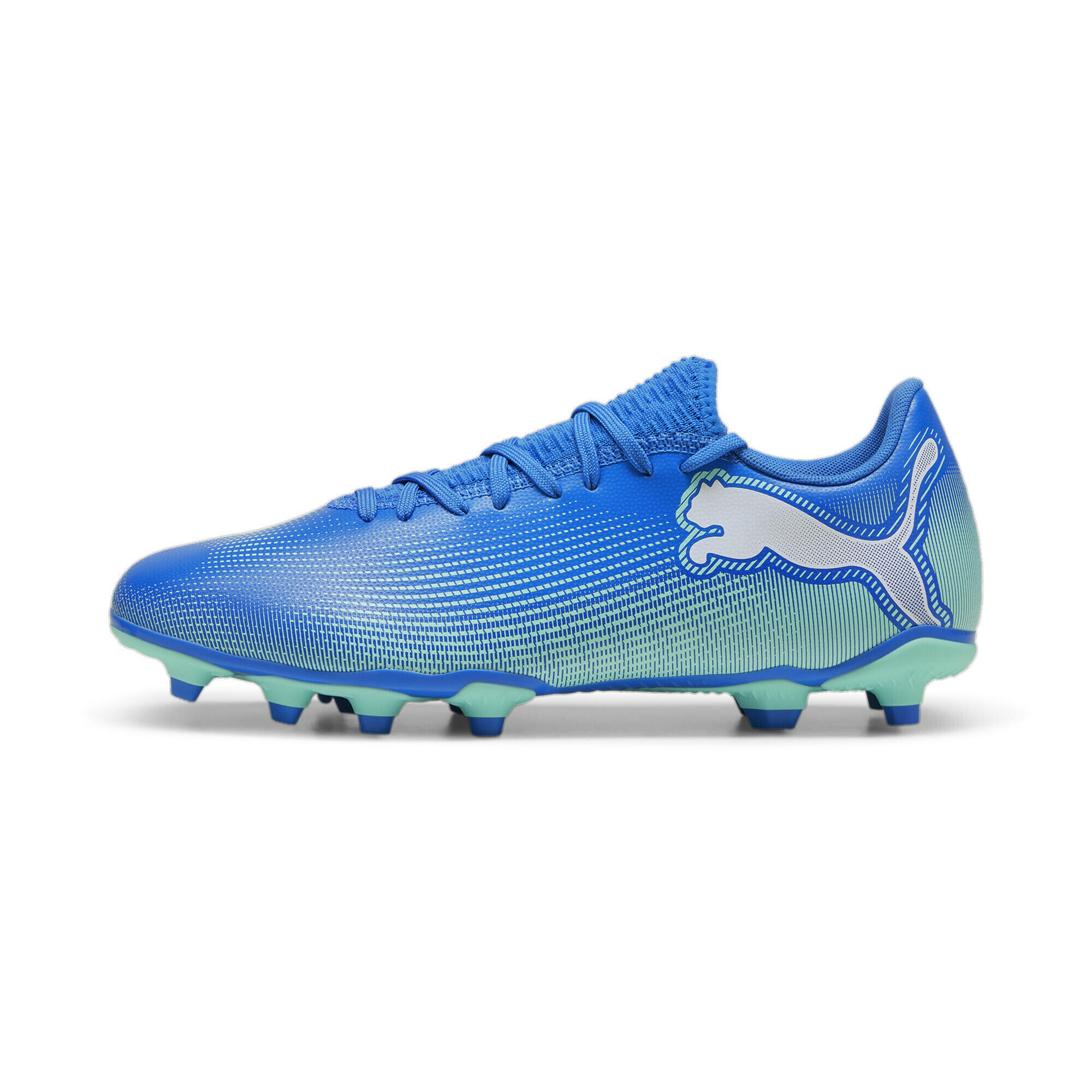 FUTURE 7 PLAY FG/AG voetbalschoenen PUMA Hyperlink Blue Mint White Green 5/7