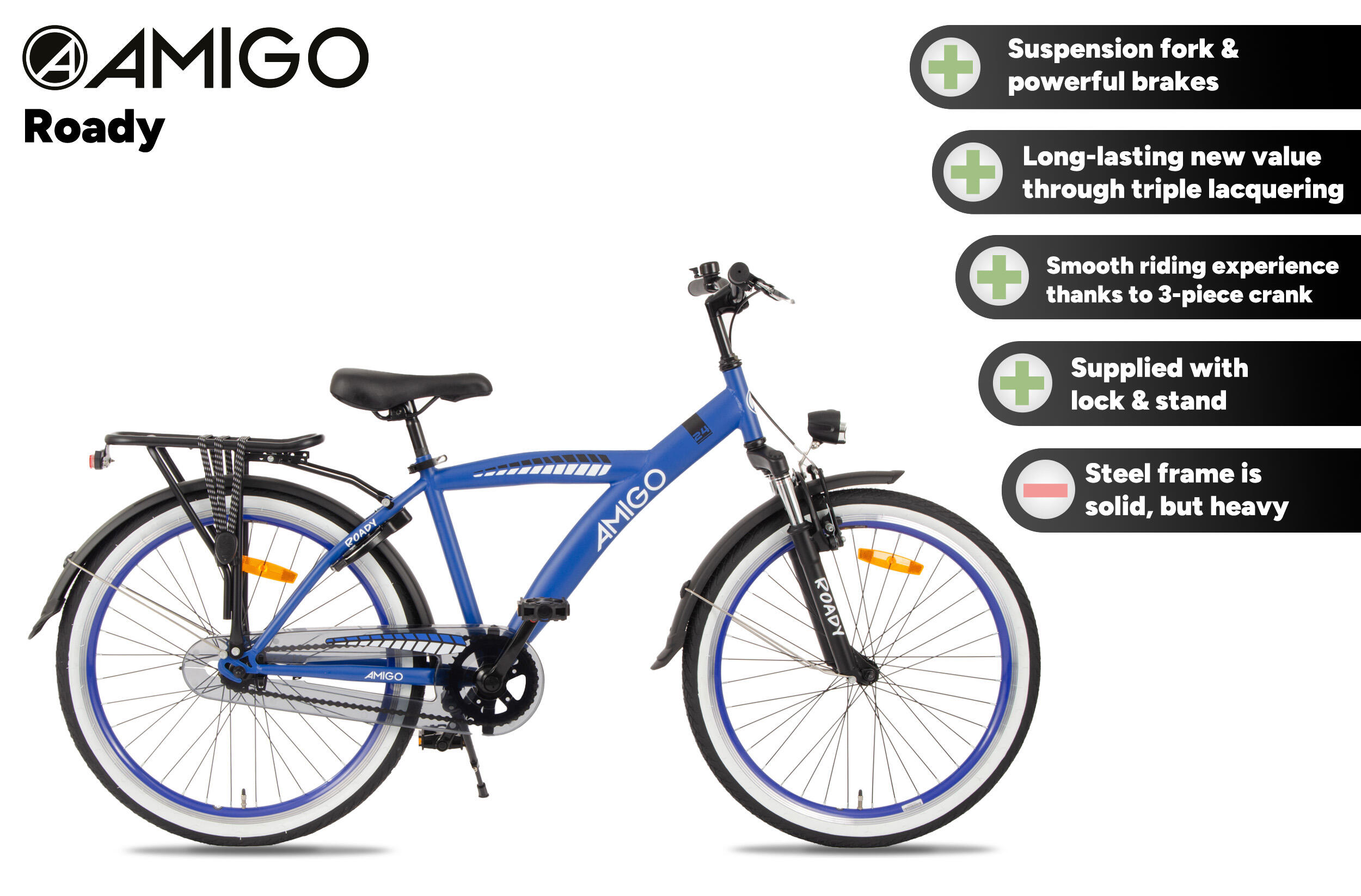 AMIGO Jongensfiets Roady 24 Inch Jongens Terugtraprem Blauw 2/7