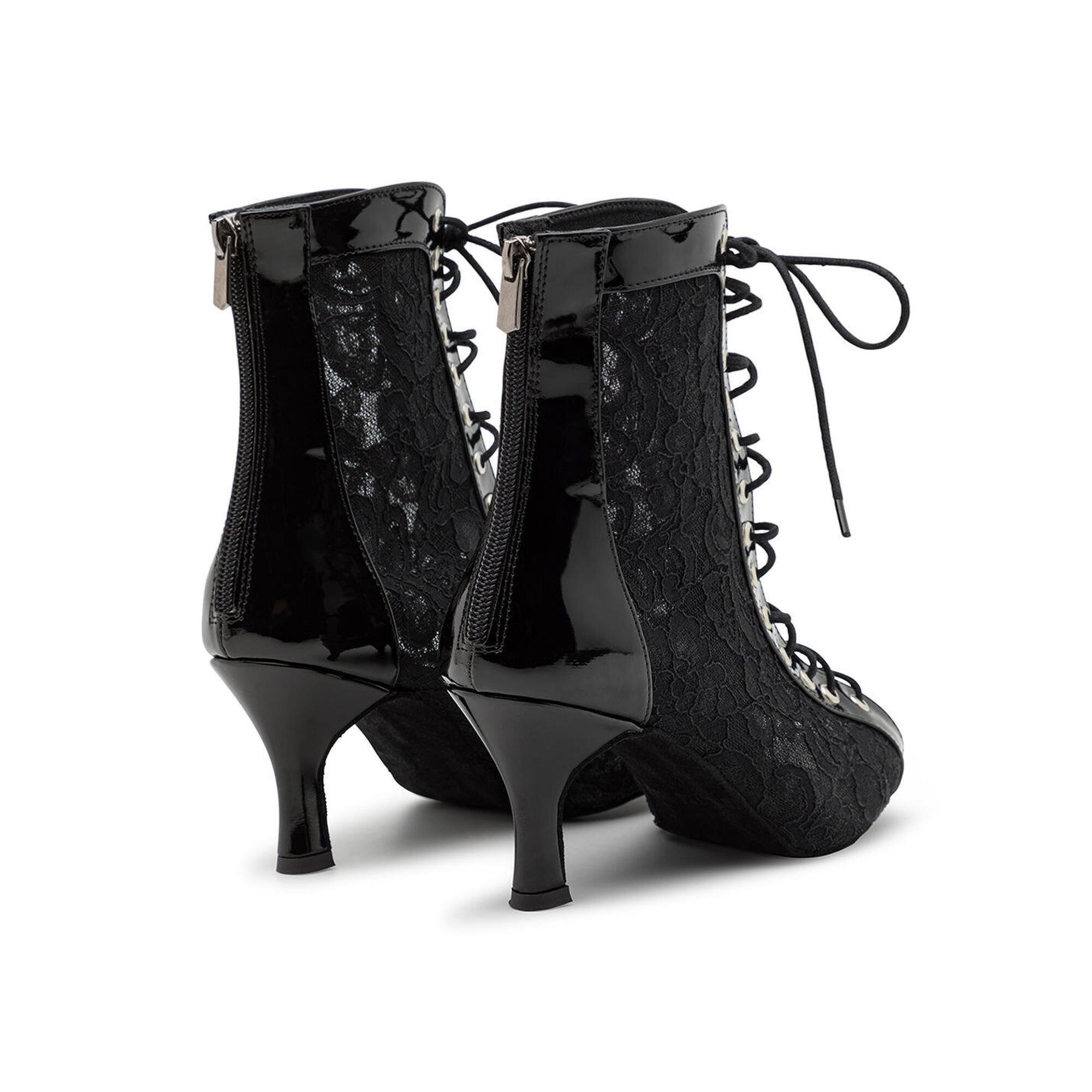 Halley Heels Scarpe da ballo in vernice nera - 7,0 cm di flare