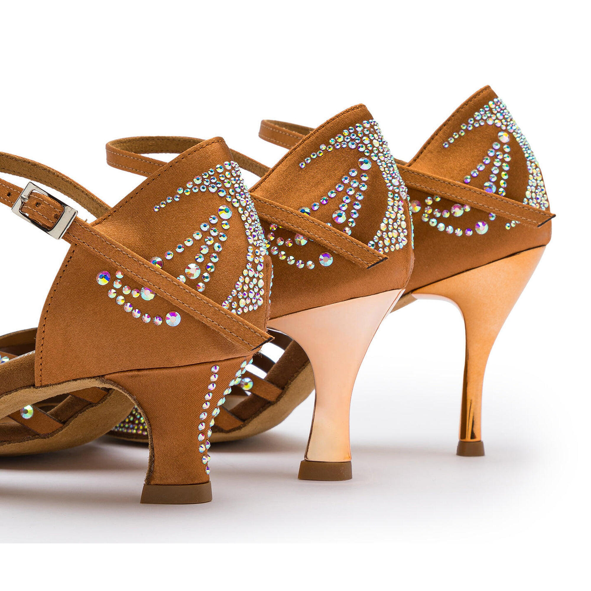 DQ L3M Scarpe da ballo in bronzo con strass - 7,0 cm di flare