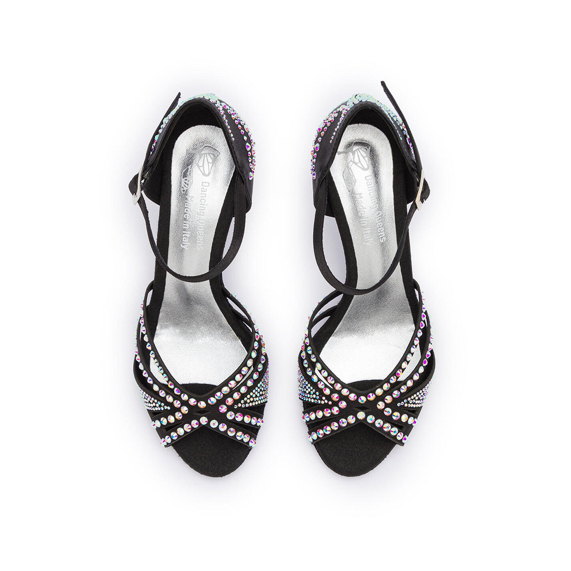 DQ L3M Dance shoes in black with rhinestones - 5.0 cm flare