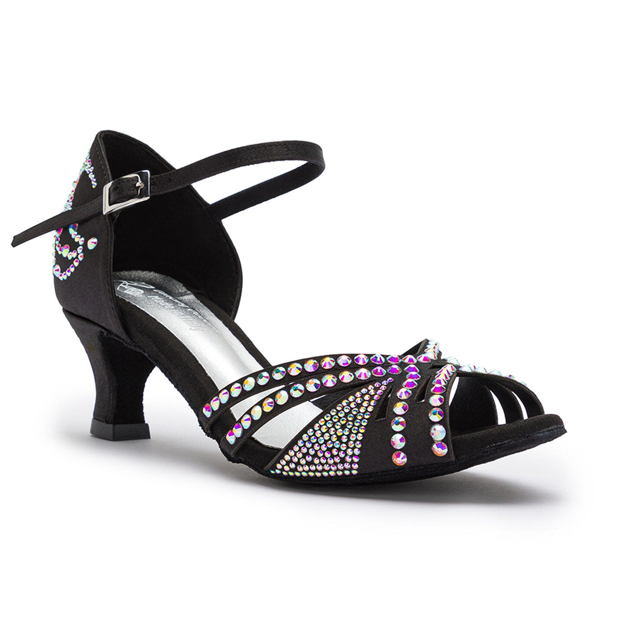 DQ L3M Dance shoes in black with rhinestones - 5.0 cm flare