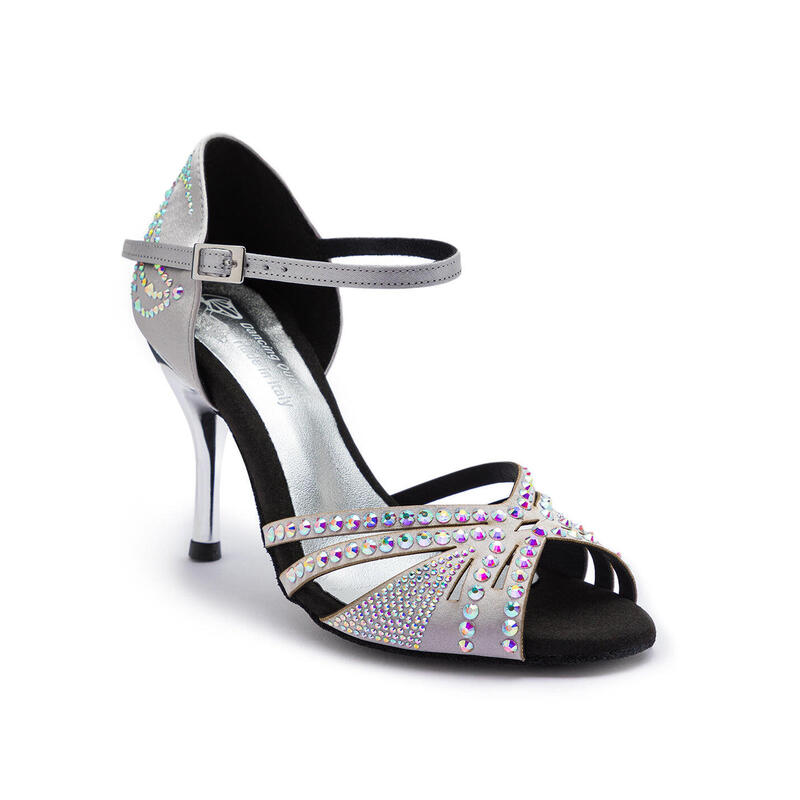 DQ L3M Chaussures de danse en argent avec strass - 7.0 cm flare