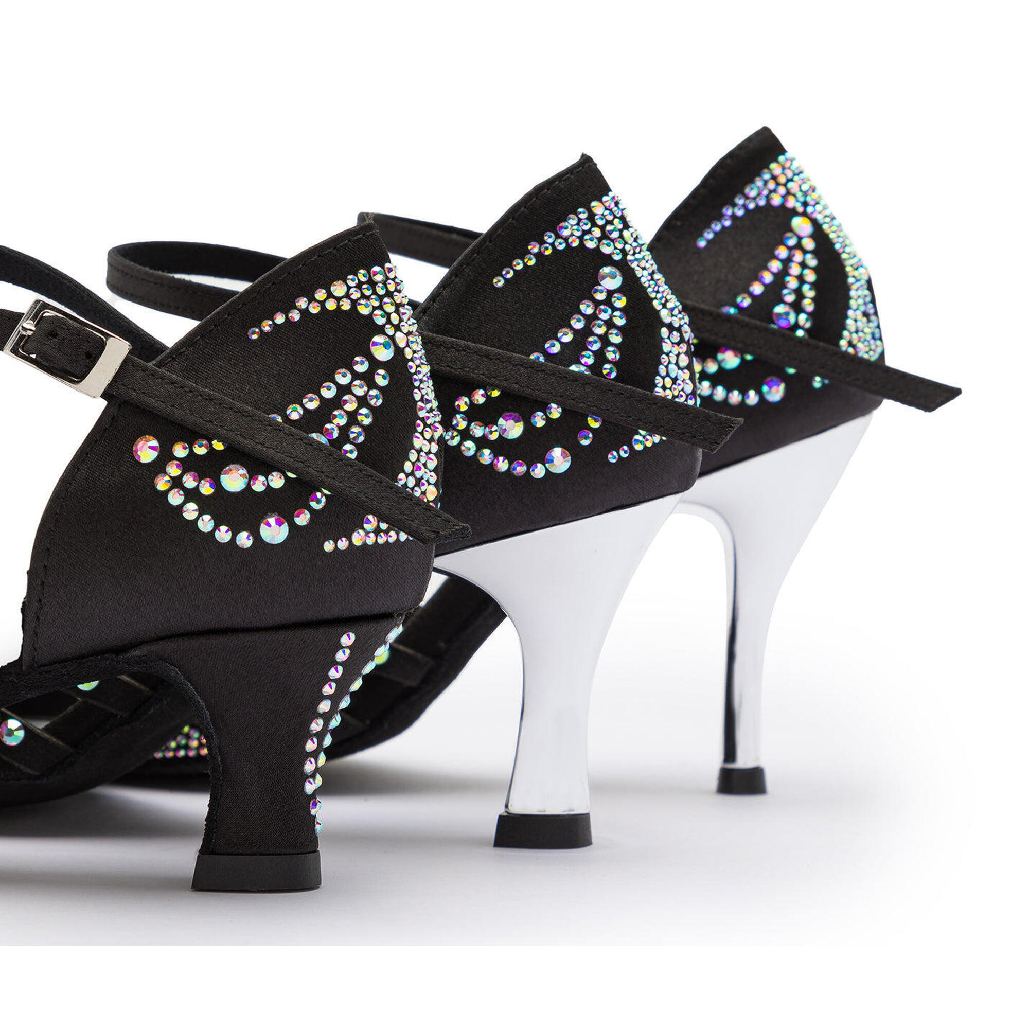 DQ L3M Dance shoes in black with rhinestones - 5.0 cm flare