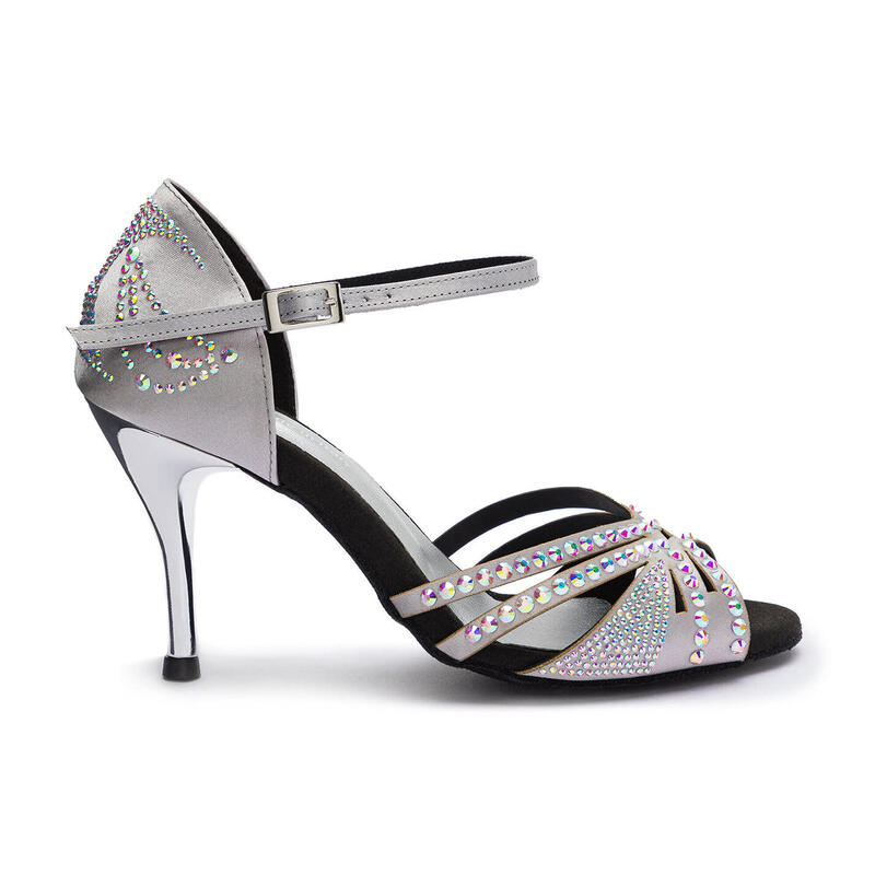 DQ L3M Chaussures de danse en argent avec strass - 7.0 cm flare