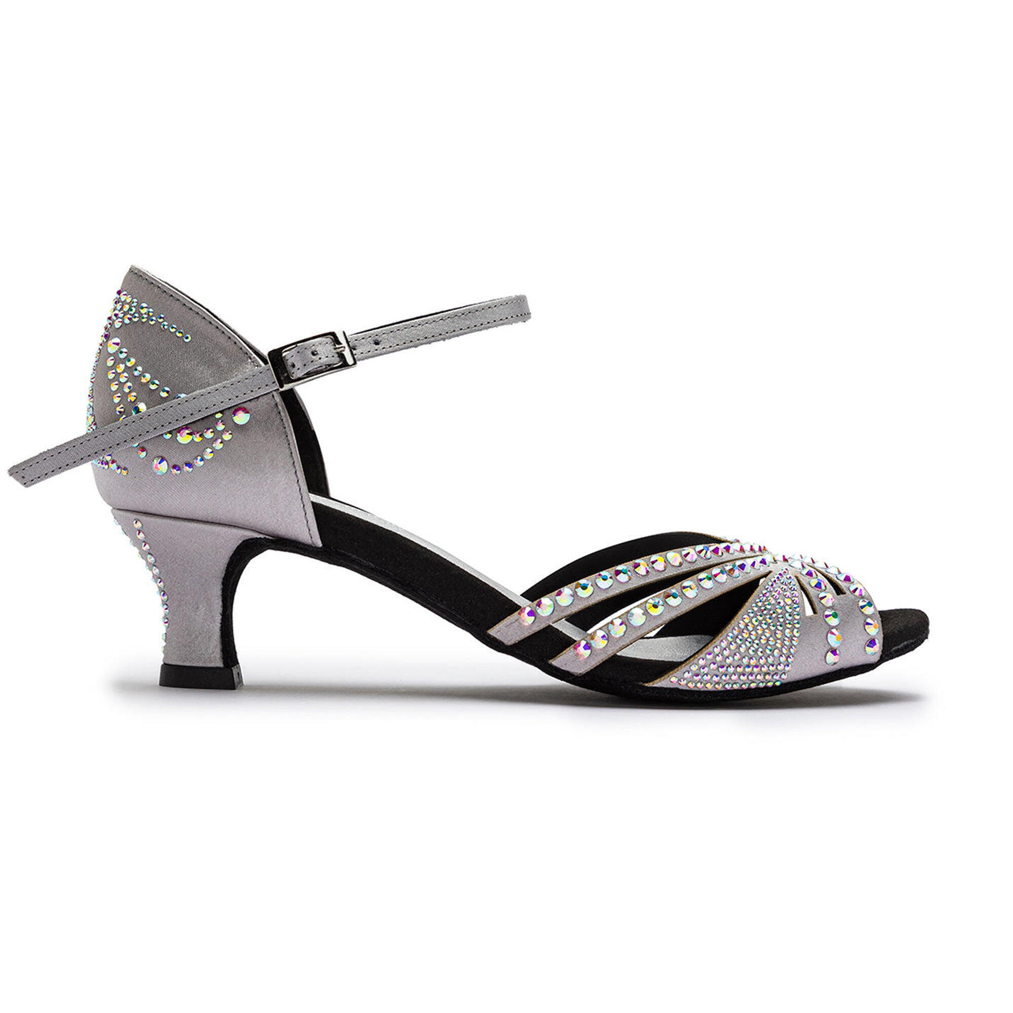 DQ L3M Silver dance shoes with rhinestones - 5.0 cm flare