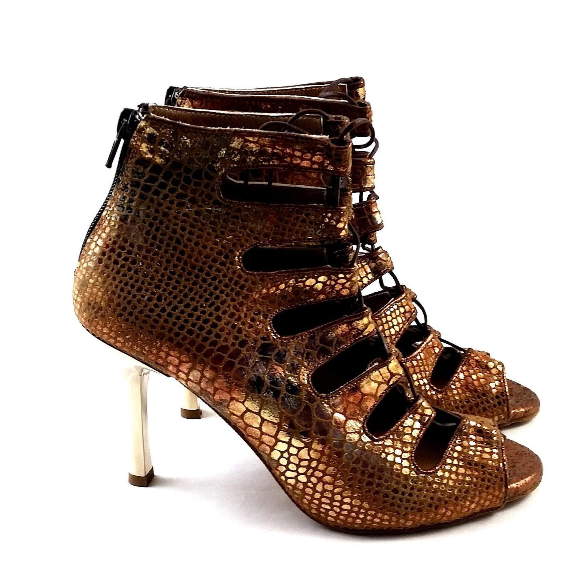 Electra dance shoes in bronze Piton - 8.5 cm thin