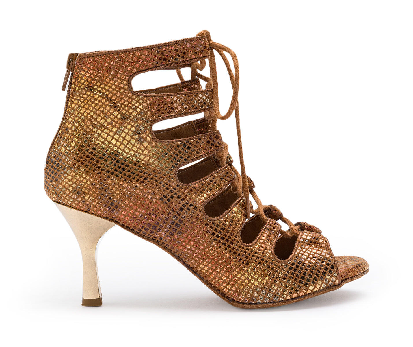 DANCING QUEENS Scarpe da ballo Electra bronzo Piton tacco flare 7,0 cm