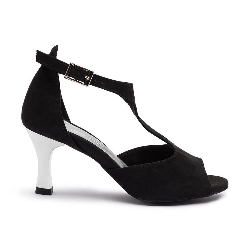 DQ1001 Chaussures de danse en noir avec semelle en daim - 5.0 cm flare