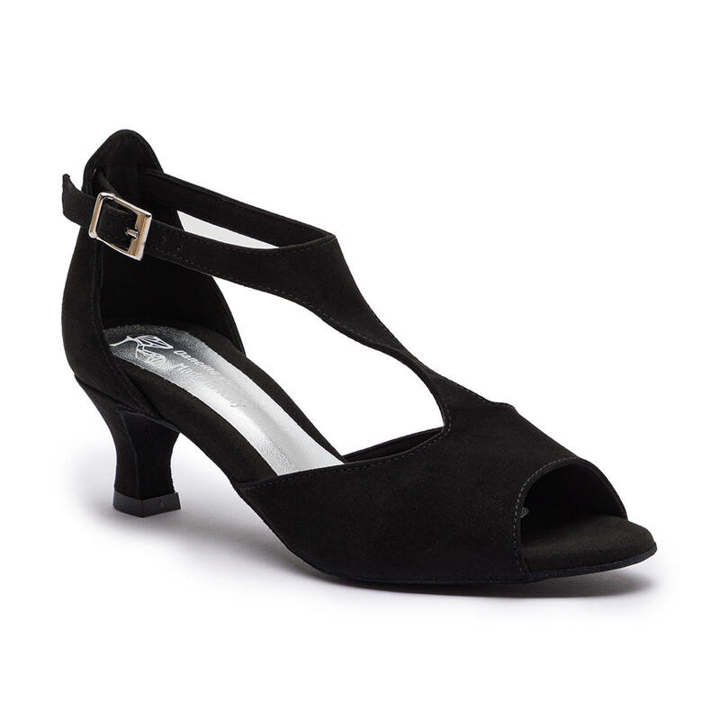 DQ1001 Chaussures de danse en noir avec semelle en daim - 8.0 cm thin