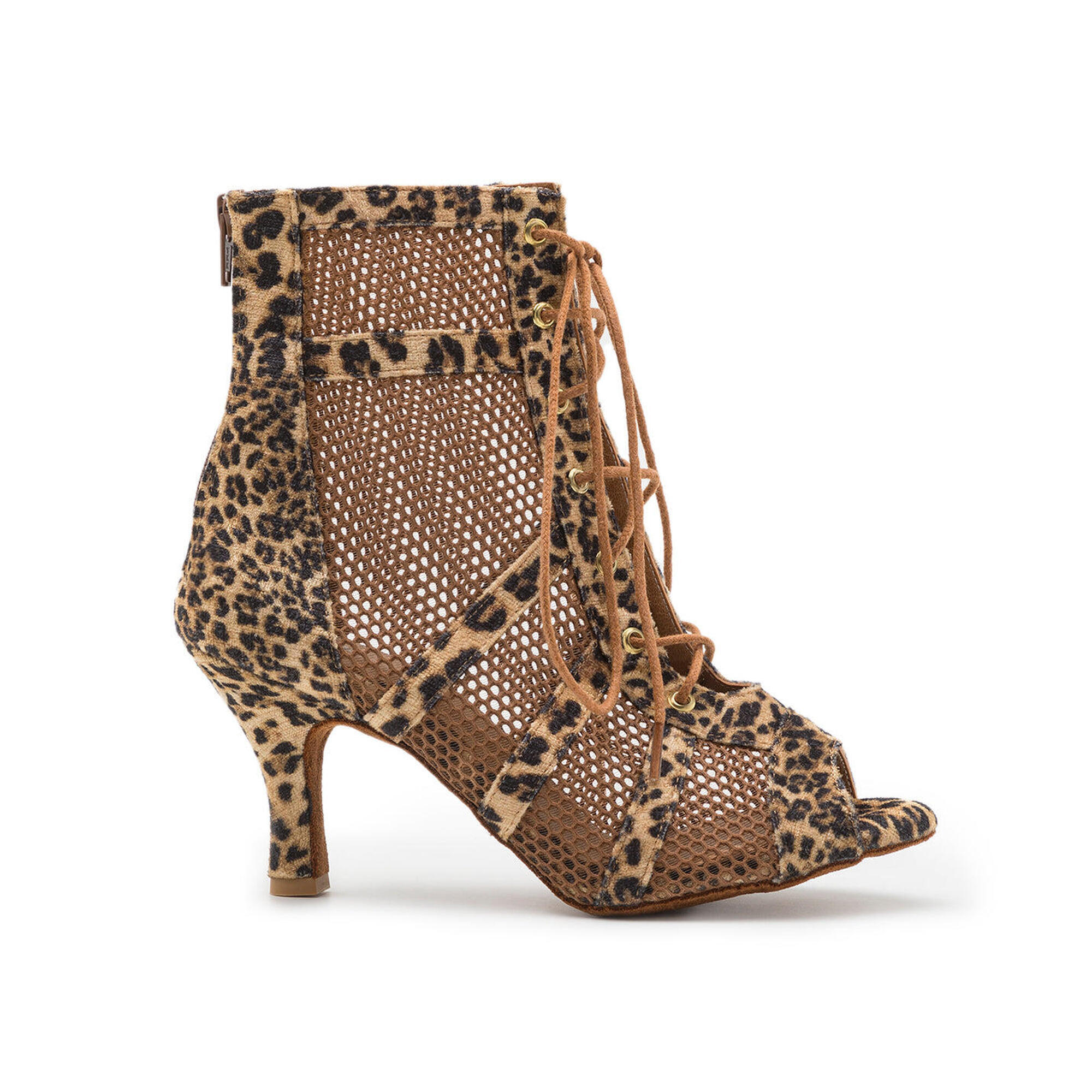 Tuttle dance shoes in camel leopard - 7.0 cm flare