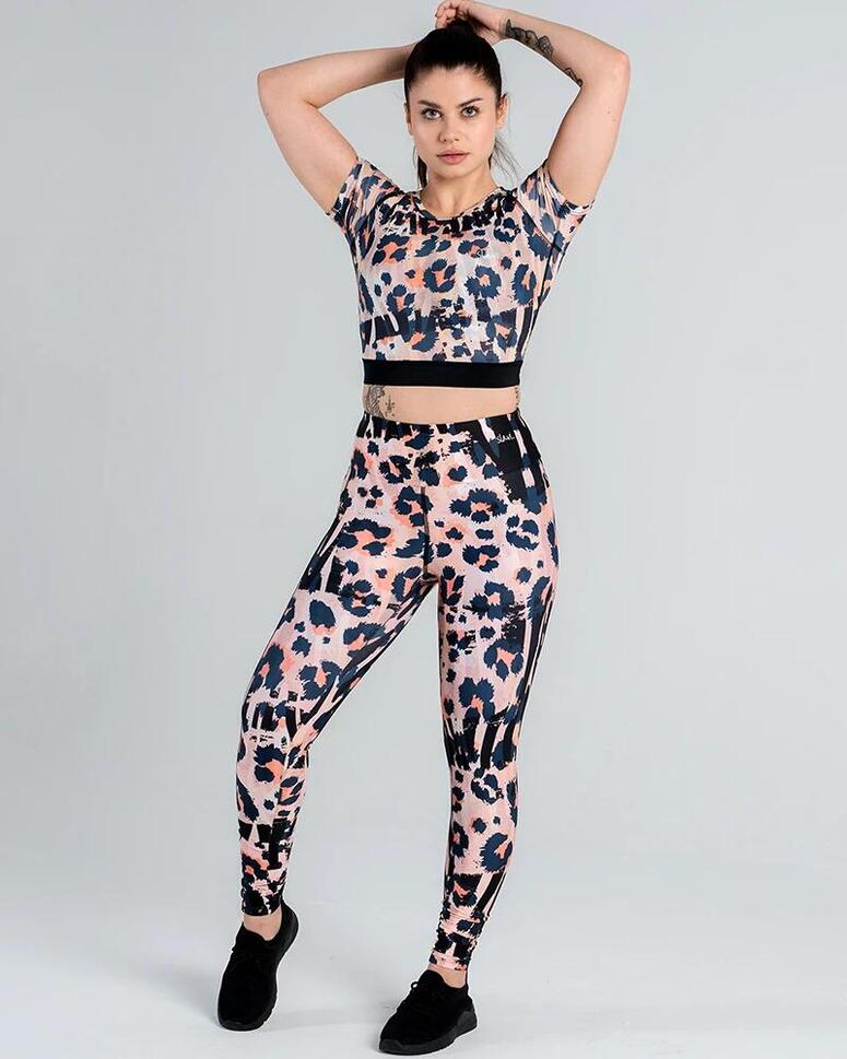 Stanik sportowy Mesh z zapięciem Leopard
