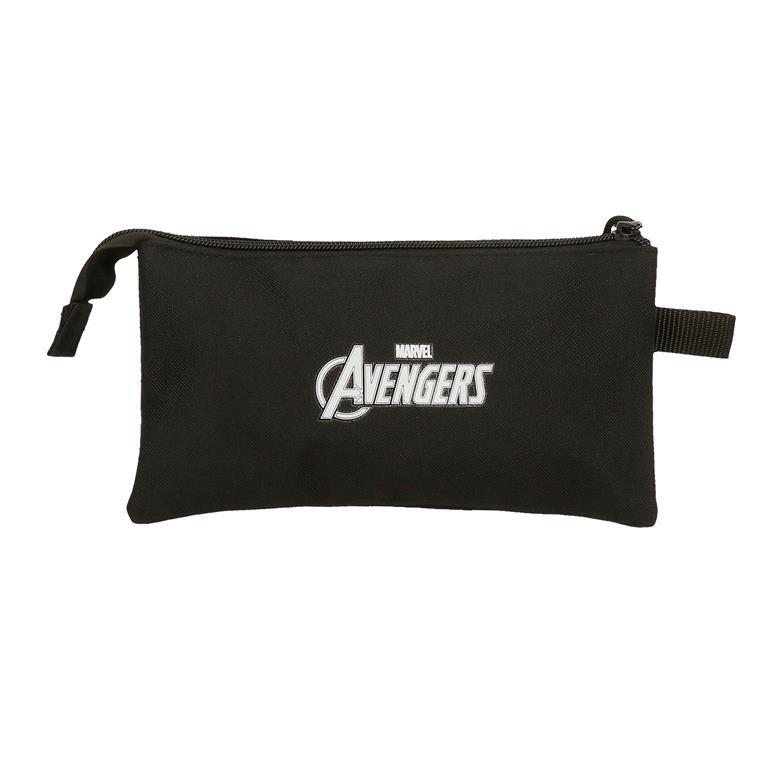 Estuche tres compartimentos Niño Marvel Marvel Red logo  12 cm Negro