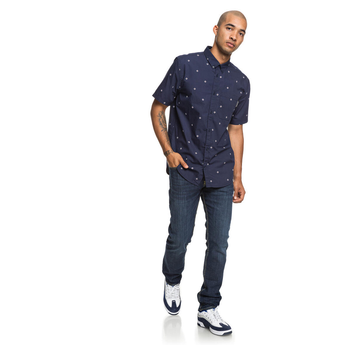 Camisa DC Shoes Up Pill Short Sleeve Shirt, Azul, Hombre 3/5