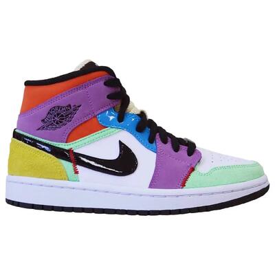 Schoenen - air jordan 1 mid se lightbulb - mid-top, wit/zwart/oranje