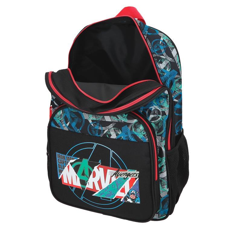 Mochila escolar menino Marvel Shield de dois compartimentos 40cm Preto 4/5