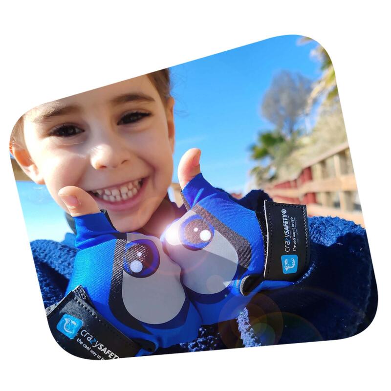 Guantes bicicleta niños | Azul | Crazy Safety | Ojos Reflectantes | Talla S