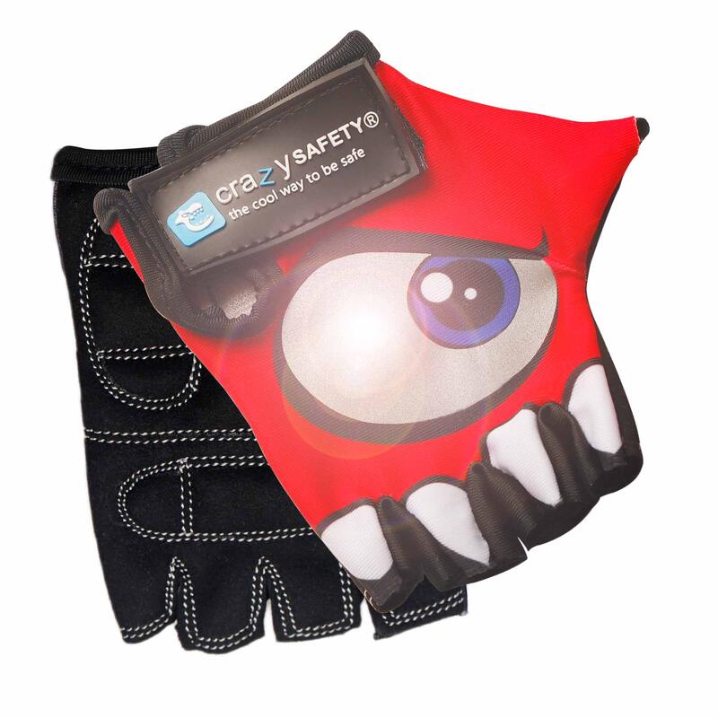 Gants Vélo Enfant | Rouge | Crazy Safety | Yeux Réfléchissants | Taille S