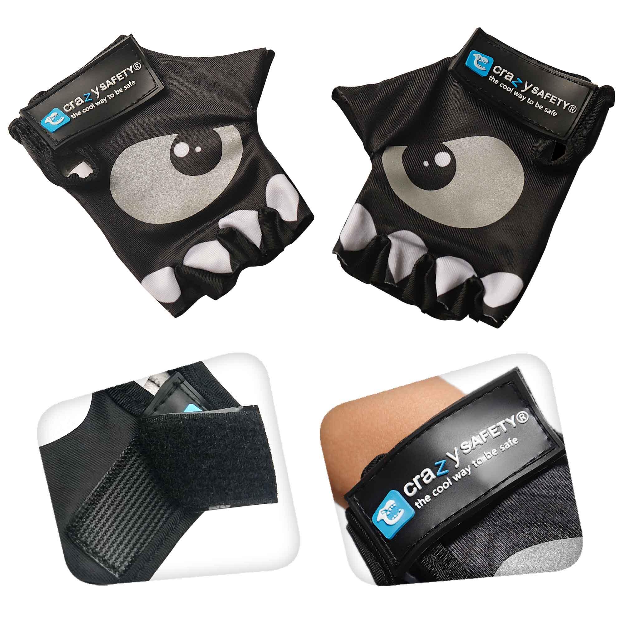 Gants Vélo Enfant | Noir | Crazy Safety | Yeux Réfléchissants | Taille S 3/6