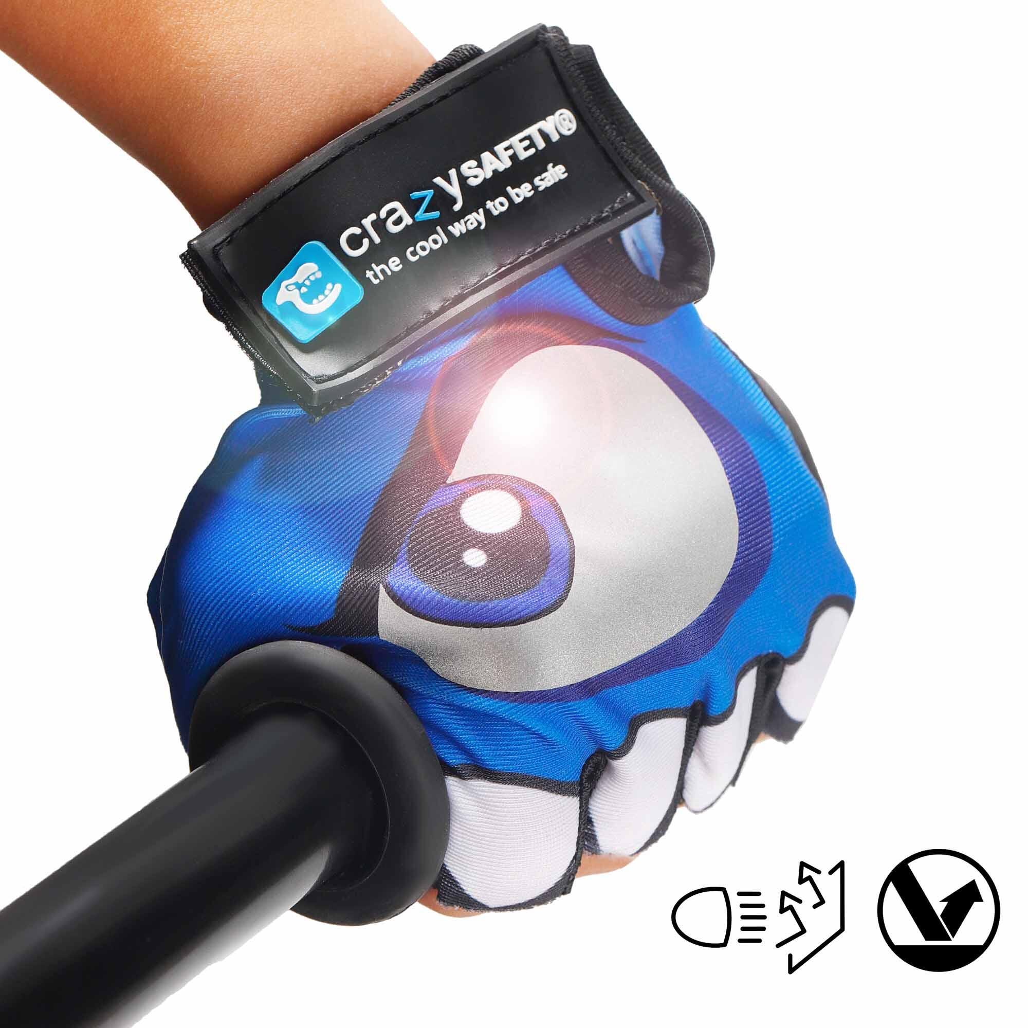 Guanti bici bimbi | Blu | Crazy Safety | Occhi riflettenti | S 2/6