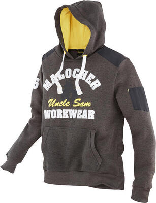 Uncle sam kleding gebreide fleece hoodie olijfgroen melange/geel