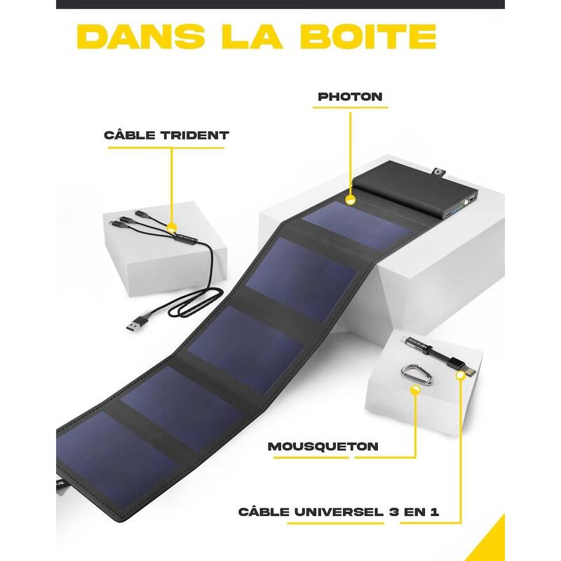 Panneau solaire pliable avec batterie intégrée Sunslice photon 4000 mAh