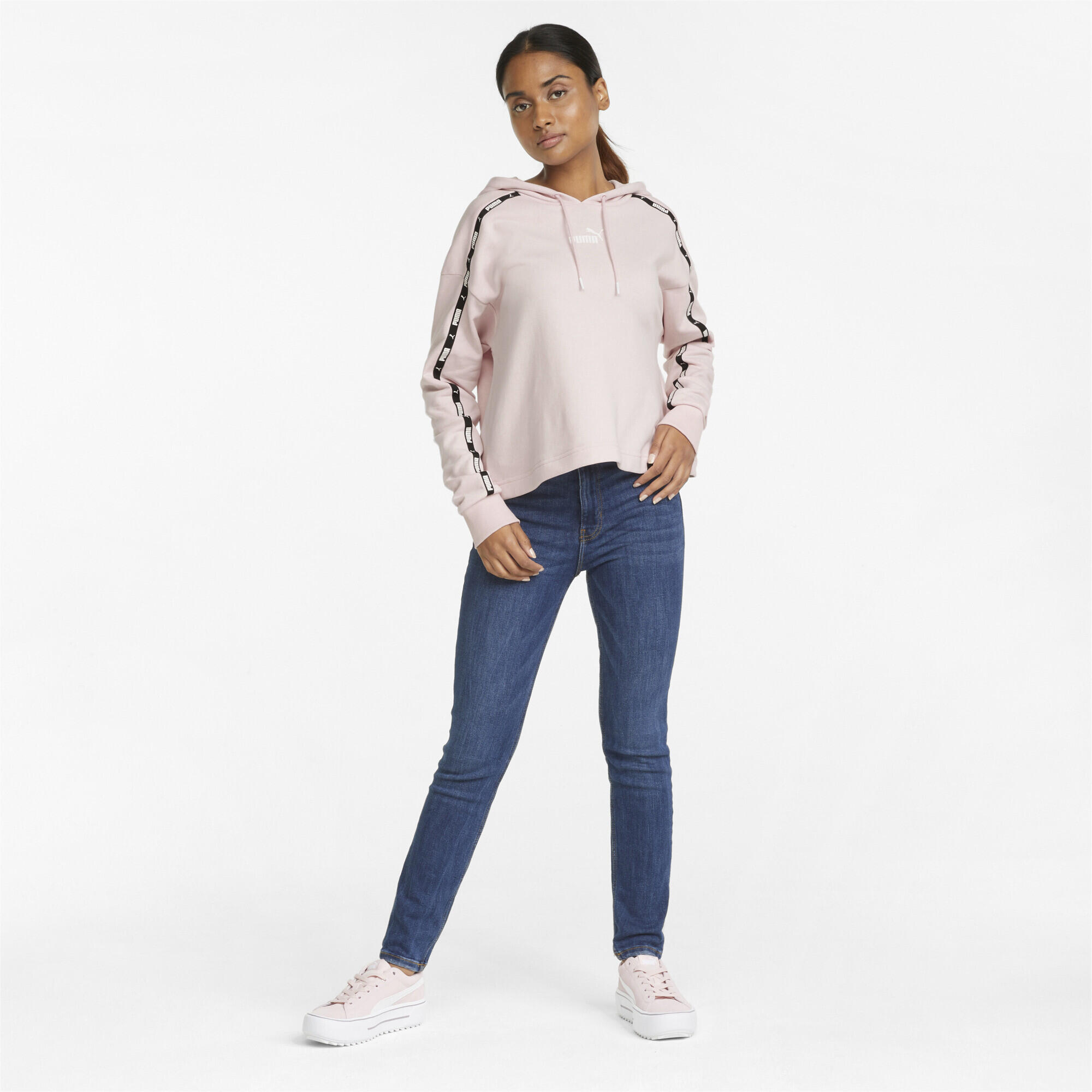 Sudadera con capucha Mujer PUMA Power Cropped Rosa claro 4/5