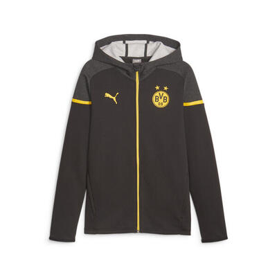 Borussia dortmund casuals voetbaljack met capuchon puma black cyber yellow
