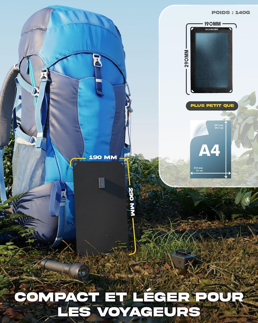Painel solar portátil - ultra-leve e robusto  Fusion 6 preto 4/8