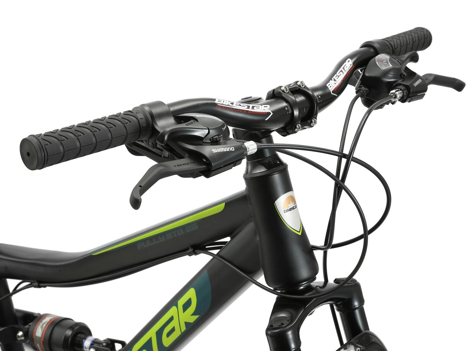 MTB fiets 26", volledig geveerde, 21 versnellingen, schijfremmen 5/7